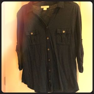 Liz Claiborne XL vneck shirt. Dark Blue.